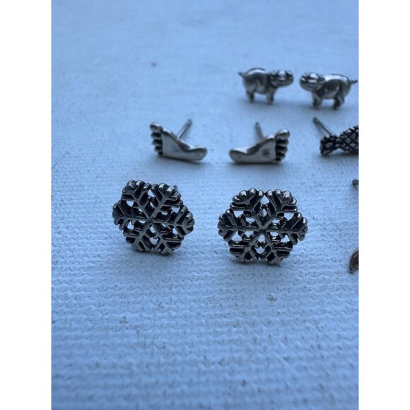 Lot of 5 Pairs Sterling Silver Earrings - Vintage Sterling Silver Stud Earrings - Picture 3 of 9